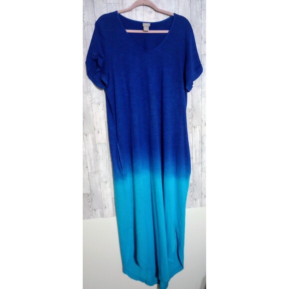 Chico's Dresses & Skirts - Chicos’s Regal Ombré Maxi Dress Beachside Blue Pockets Flowy Sz 3 (16/18) READ